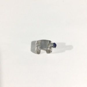 Vintage Sterling  Toe Ring W/ Blue Stone